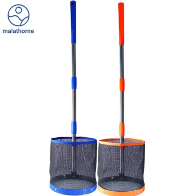 99cm Stainless Steel Pole Ping Pong Ball Picker Round Bucket Table Tennis Ball Collector, able to
