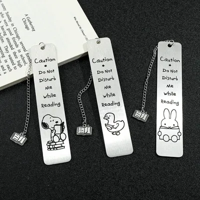 Anime Cute Snoopy Stainless Steel Bookmark Animal Metal Bookmarks Men Women Book Lovers Bookworms