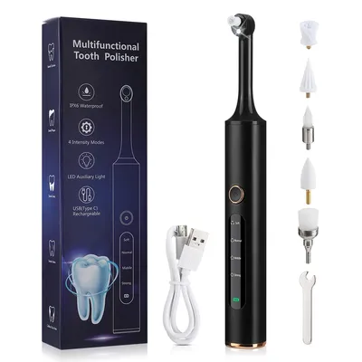 Electric Dental Tartar Remover Tooth Polisher with 5 Replaceable Heads Teeth Whitening Plaque