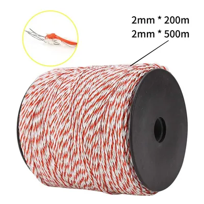 200/500M Roll Electric Fence Rope Polywire with Steel Poly Rope for Horse Animal Fencing Ultra Low