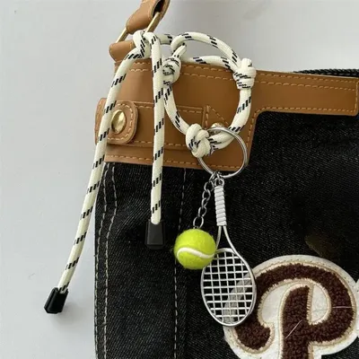 Y2K Korean Charm Nylon Handmade Rope Keychain Ins Personalized Baseball Badminton Couple Bag Pendant