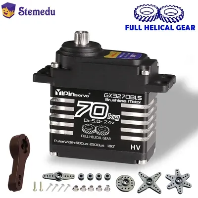 Waterproof IP68 Servo Large Torque Magnetic Induct 8.4v Brushless 70kg Servo Steel Helical Gear