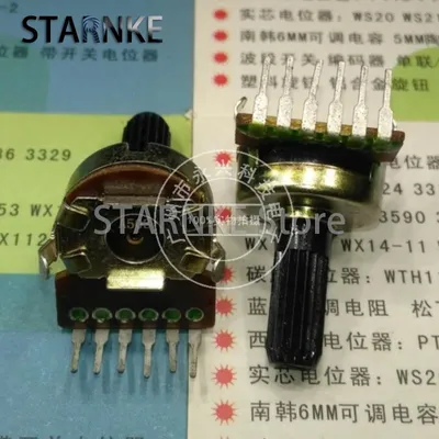 2PCS 161 Type A50K A503 Double 6 Pin Flower Shaft Length 15MM Fever Amplifier Audio Volume Rotary