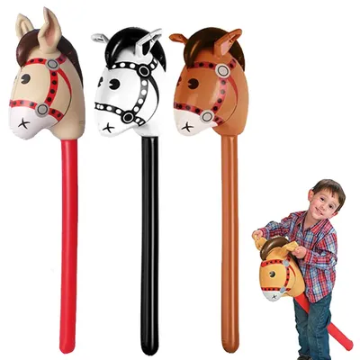 Inflatable Stick Horse Inflatable Horse Head on Stick Horse Costume Pony/Western Cowboy/Horse Baby