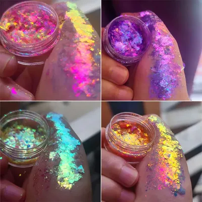 1Jar Sparkly Glitter Nail Opal Flakes Magic Mirror Aurora Nail Sequins Pigment Eye Shadow Color