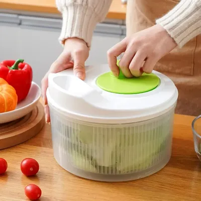 Household Manual Vegetable Dehydrator Large Salad Spinner Fruit Lettuce Drain Basket Dryer Kitchen