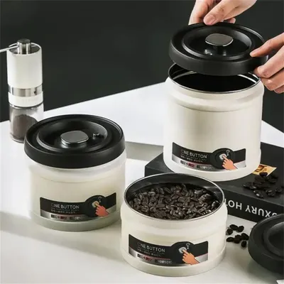 Coffee Bean Vacuum Sealed Tank Stainless Steel Grain Tea Nut Storage Vacuum Airtight Sealed Cans