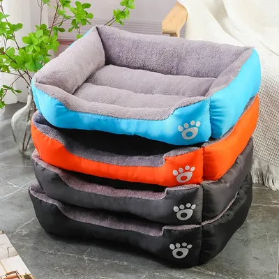 Color Square Winter Soft Warm House for Dog Bed for Dog Mat Waterproof Cat Bed Pet Bed for Large