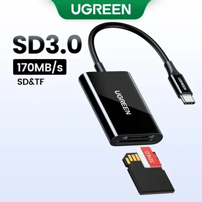 UGREEN Card Reader 170MB/s USB-C to SD MicroSD TF Memory Card Adapter for Laptop PC Type-C OTG Phone