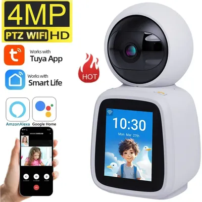 4MP WIFI Camera PTZ Indoor TUYA Two-way Voice and Video Call with Screen 2MP Mobile Detection