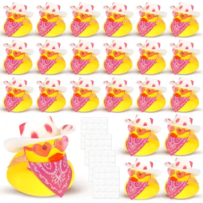 12/24/36 Pcs Valentine's Day Gift for Kids, Cowboy Rubber Duck Mini Rubber Duckies with Hat Glasses