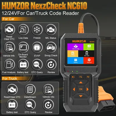 HUMZOR NC610 12V/24V Code Reader Live Data OBDII Engine J1939 For Car Automotive Scanner For Truck