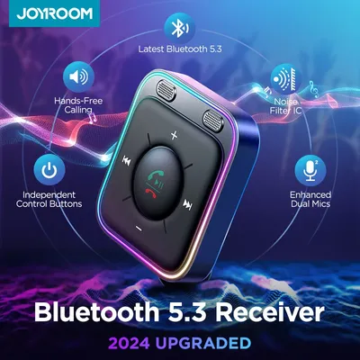 Joyroom Bluetooth 5.3 Wireless Receiver Car Adapter Enhanced Dual Mics ENC Noise Cancellation 3.5mm
