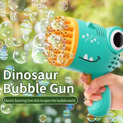 40 Hole Dinosaur Bubble Handheld Bubble Machine, Electric Bubble Gun Outdoor Wedding Party