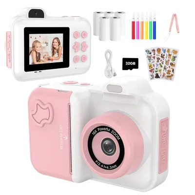 Instant Print Camera For Kids Mini Digital Video Camera Dual Lens Photo Printing Thermal Paper Toys