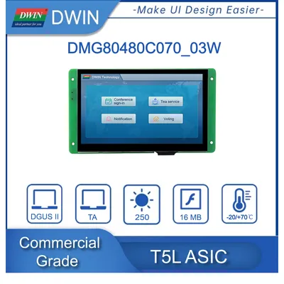 DWIN 7 Inch 800*480 HMI Intelligent TN TFT LCD Display Module UART Commercial Grade DMG80480C070_03W