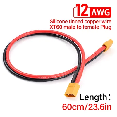 XT60 Female Plug To XT60 Male Plug Adapter Connector With 400mm 12AWG Silicone Wire For Airplane Quadcopter Lipo Battery Drone