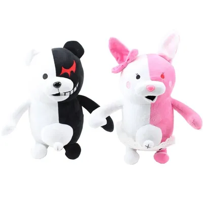 Dangan Ronpa Super Danganronpa 2 Monokuma Black White Bear Plush Toy Soft Stuffed Animal Dolls Birthday Gift for Children