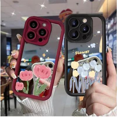Luxury Oil Painting Tulip Flowers Make Up Mirror Case For Google Pixel 9Pro XL 8 8Pro 8a 7 7Pro 7a