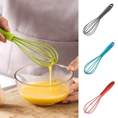 Mini Silicone Egg Whisk Durable Handheld Whipped Cream Foam Maker Anti-Slip Egg Blender Silicone Egg