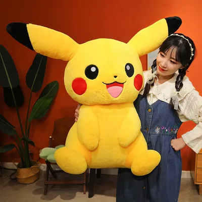 60cm Cartoon Pokémon Pikachu Plush Toy Kawaii Smile Pikachu Plush Soft Stuffed Doll Bed Big Size Sleep Pillow Girl Birthday Gift