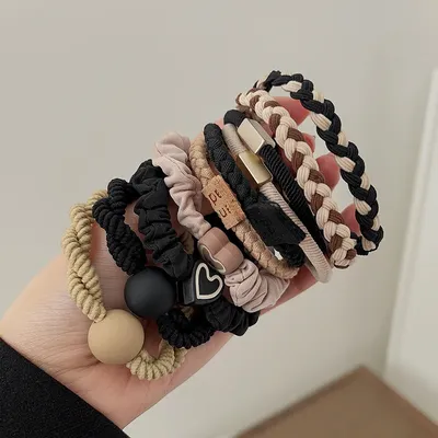 10PCS Headband Leather Band Female High Ponytail Holster Hair Accessories Simple High Elasticity