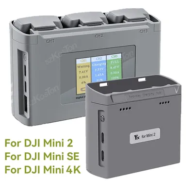 LCD Two-Way Battery Charger Hub for DJI Mini 4K / 2 /Mini 2 SE / Mini SE Drone Charging 2/3