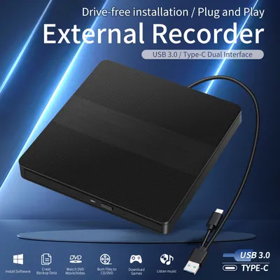 USB External CD DVD Reader CD/DVD Drive Type-C USB3.0 External Disk Drive CD-ROM DVD-ROM Optical For