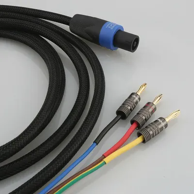 High Quality Subwoofer Cable 3 Wire Sub Speaker Cable Speakon to Banana end for REL/MJ Acousti