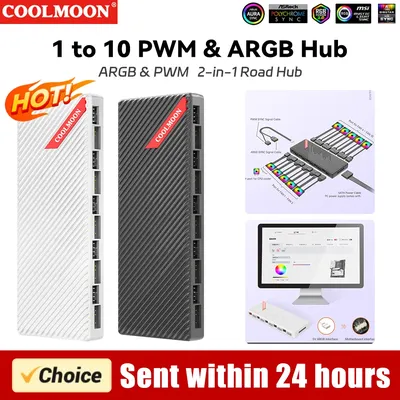 1 To 10 4 Pin PWM 3 Pin Addressable ARGB Adapter SATA Powered 5V 3Pin Cooling Fan Controller 4Pin