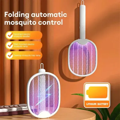 Foldable Electric Mosquito Swatter Mosquito Killer with UV Light USB Rechargeable Electric Bug
