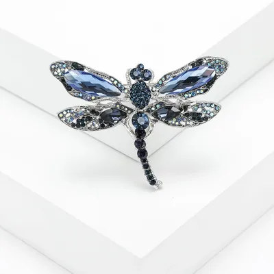 Rhinestone Dragonfly Brooches for Women Unisex Crystal Glass Insect Pins Banquet Party Backpack