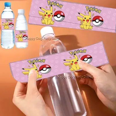 Kawaii Anime Pokemon Stickers Pikachu Birthday Party Decoration Cute Cartoon Bottle Cup Sticker for