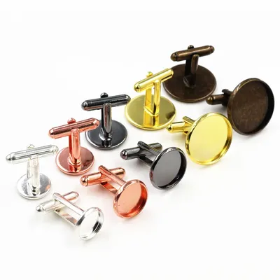 10pcs/ Lot 10mm 12mm,14mm,16mm,18mm,20mm, 6 Colors Plated Copper Cufflink Base Cuff Link Settings