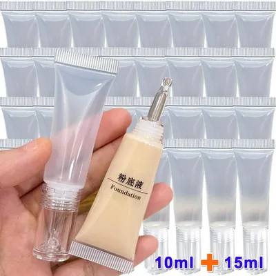 10pcs Refillable Bottles with Cap Empty Dropper Bottle Transparent Plastic Foundation Cream Travel