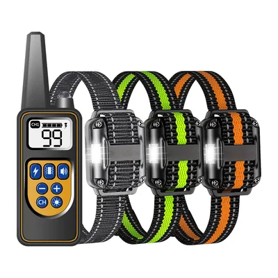 Dog Training Collar with Remote, IP67 Waterproof Dog Shock Collars, 3 Dogs, Large, Medium, Small