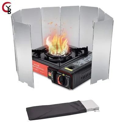 Tall Stove Windscreen-Gas Burner Windshield- Aluminum Camping Stove Compact Folding,Outdoor Cooker