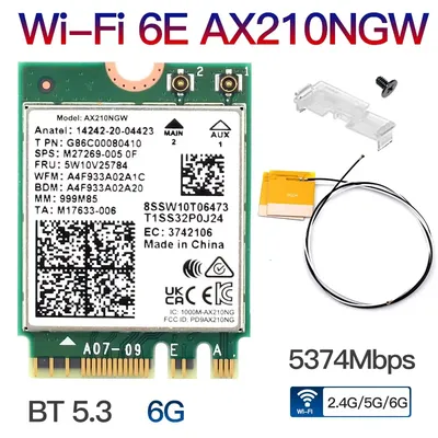 AX210 WiFi 6E Wireless Card Bluetooth 5.3 802.11AX M.2 Tri Band 2.4G/5G/6Ghz Mini PCI-E Network