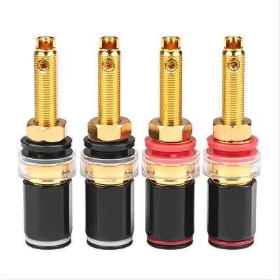 4Pcs Hifi Speaker Terminal Binding Post Pure Copper Gold Plated Amplifier Connector for Female