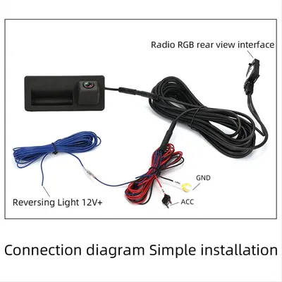 Car RGB Rearview Camera with Trunk Switch Cable for Tiguan Passat B7 Jetta MK5 5 MK6 VI Tiguan