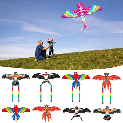 DIY Plastic Dynamic Kites Lightweight Easy Control Fishing Rod Kites Cartoon Long Tail Kites Kids