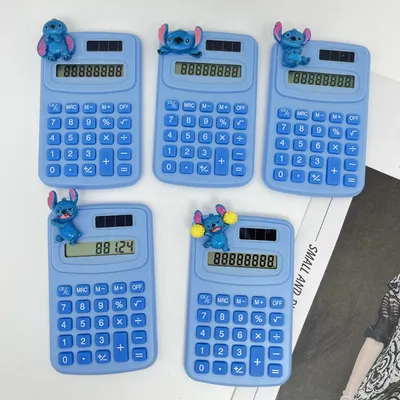Disney Stitch Calculator Children Learning Stationery Portable Solar Powered Cartoon Office Tools