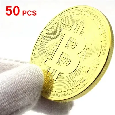 50pcs Bitcoin Creative Souvenir Gold Plated Coin Collectible Great Gift Bit Coin Art Collection