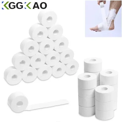 5 Rolls 2.5/3.8/5cm Sport Athletic Waterproof Cotton White Boxing Adhesive Tape Strain Injury