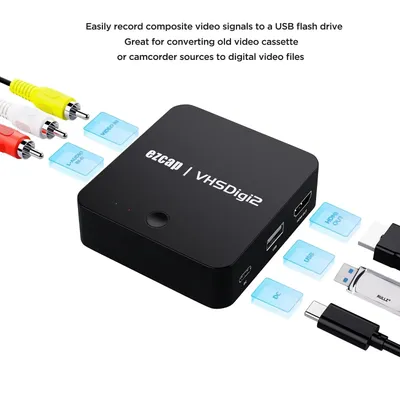 3RCA AV Recorder VHS Digitizer Old Video Cassette Camcorder Video Capture Card To USB Flash Drive U