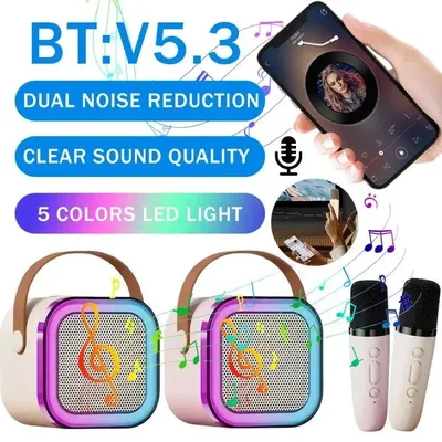 Wireless Karaoke Speaker Bluetooth Microphone K12 Home KTV Karaoke Machine RGB Light Portable Mini