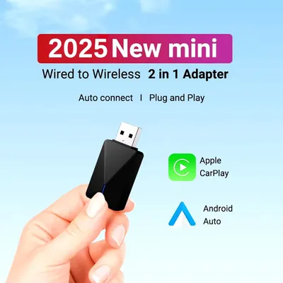 Wired to Wireless CarPlay and Android Auto 2in1 Mini Box 5GHz WiFi5 Transmission Speed Plug and