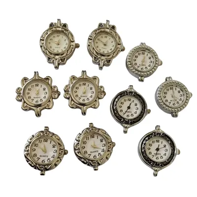 10PCS Mixed Lots of Silver Tone Quartz Watch face Charm Links for Jewelry Making