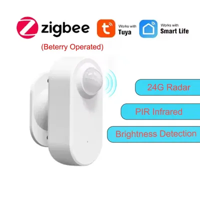 Tuya Zigbee Human Presence Sensor 24G MmWave Radar +PIR,Luminance detection Use Battery Support