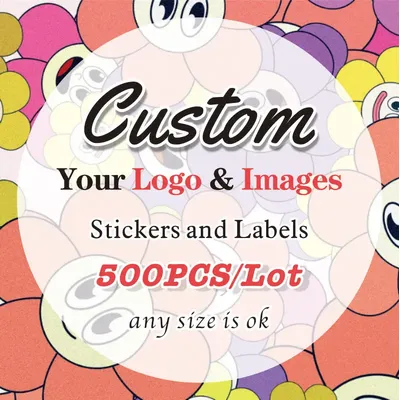 500PCS Custom Stickers Customized Thank You Baptism Wedding Birthday Design Your Own Logo Sticker